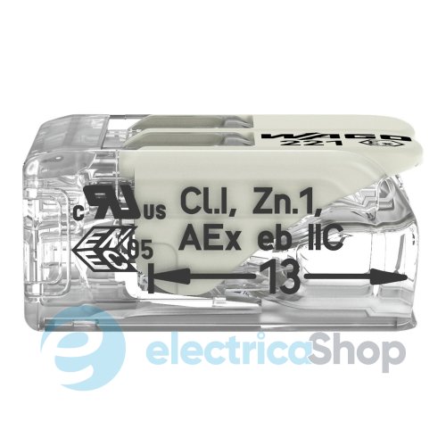 Клеммник WAGO 2х от 0,5 до 6 мм&#178; (37А /440V) Сu артикул 221-682