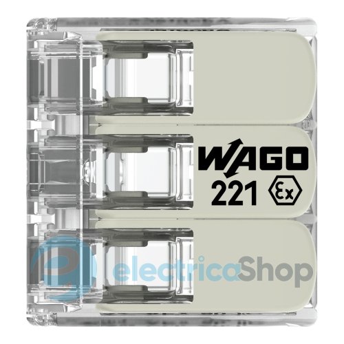 Клеммник WAGO 3х от 0,5 до 6 мм&#178; (37А /440V) Сu артикул 221-683