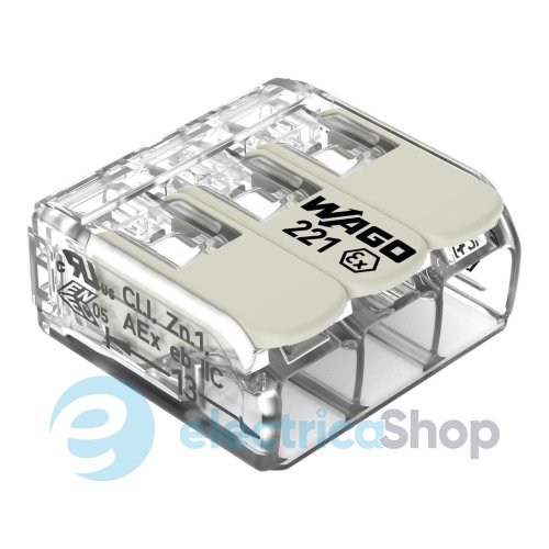 Клеммник WAGO 3х от 0,5 до 6 мм&#178; (37А /440V) Сu артикул 221-683