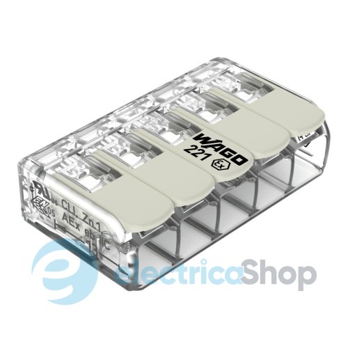 Клеммник WAGO 5х от 0,5 до 6 мм&#178; (37А /440V) Сu артикул 221-685