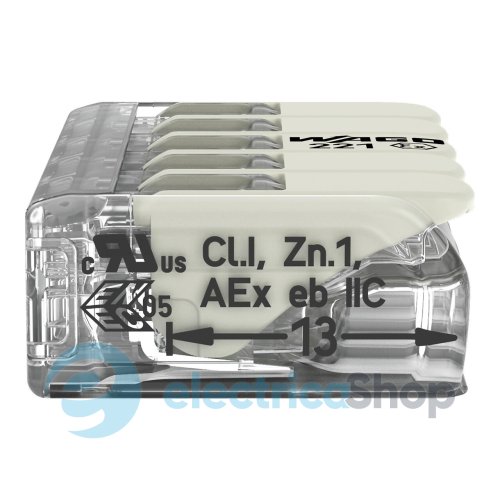 Клеммник WAGO 5х от 0,5 до 6 мм&#178; (37А /440V) Сu артикул 221-685