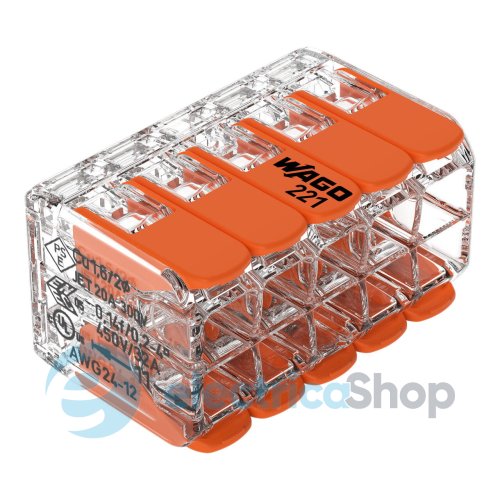 Клеммник на 2 выхода 0.2-4.0 мм&#178; (32А) 400V Cu 221-420 Wago