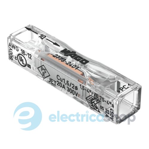 Клеммник WAGO 2 (монолитных) х 0,5-2,5 мм&#178; (24А) Сu артикул 2773-2401