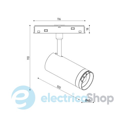 Магнітний трековий світильник KLOODI KDMG-ZOOM45 12W 3K BK LED 960Lm 15-50°