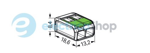Клемний затискач 2 входи (0.2-4.0 мм.кв) 32А/450V CU, з важелем WAGO 221-422 Green Range