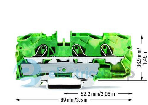 Клема заземлення 3-провідна 10(16)м2 жовто-зелена Wago 2010-1307