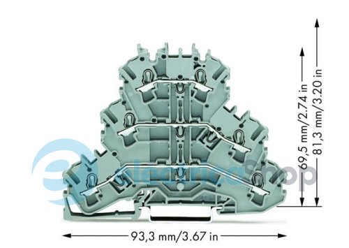 Клема TOP JOB S 3-рівня din 35 2.5(4)mm сіра Wago 2002-3201