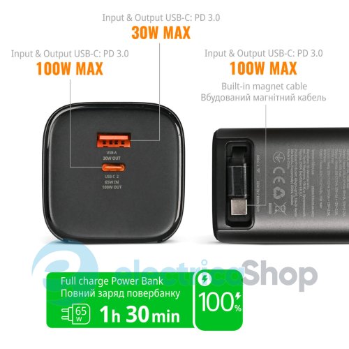 Повербанк VIDEX 20000mAh 130W PD100W +Display VPB-350-G