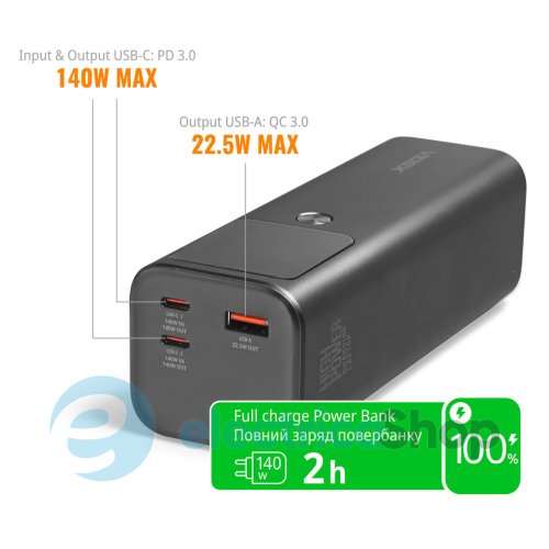 Повербанк VIDEX 30000mAh 162W PD140W +Display VPB-316-G