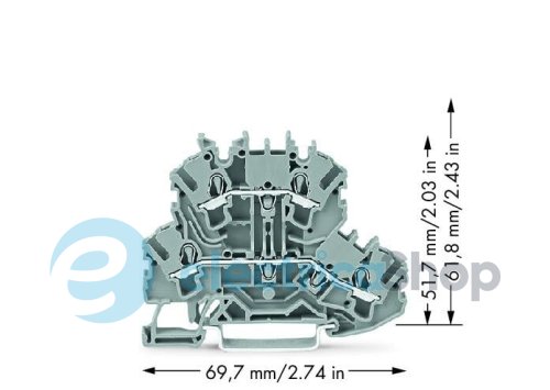 Клема прохідна 2-рівнева сіра Wago 2002-2201