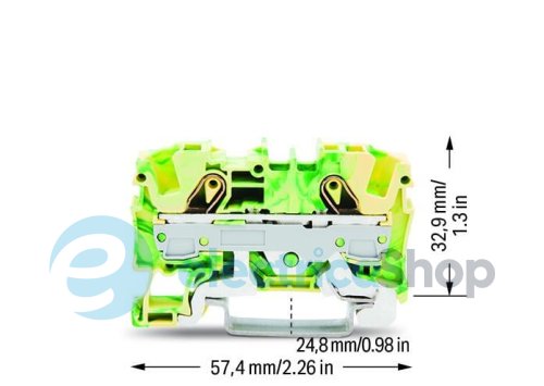 Клема прохідна 2-провідна жовто-зелена Wago 2006-1207