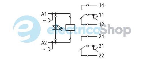 Реле з колодкою, 230 В; 2 перекидні контакти; струм: 8 А Wago 788-516