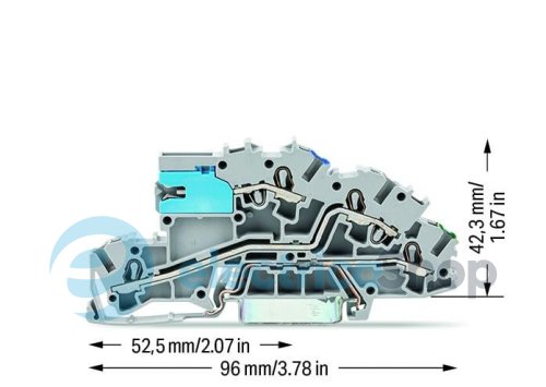 Клема прохідна 3-рівнева; 2,50 м²; NT/L/PE; підключення до шини, сіра Wago 2003-7641