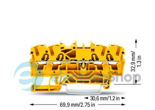 Клема прохідна 4-пров., 0,25 - 2,5 (4) м2, жовта Wago 2002-1406