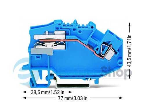 Клемма проходная 1-пер. с подкл. к шине, 0,08 – 4 м 2, синяя Wago 781-613