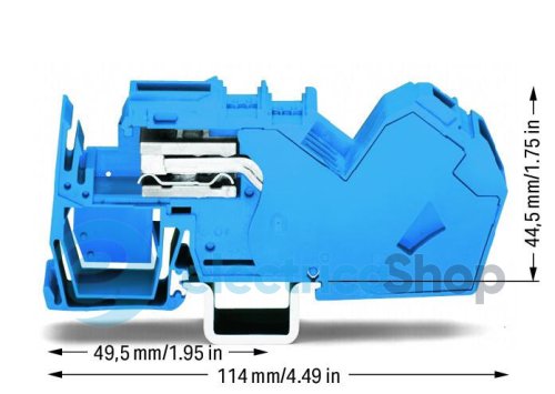 Клема прохідна 1-провідна N-роз'єднана; 35 м²; з інтегрованою торцевою пластиною; синя Wago 785-613