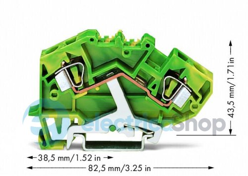 Клема прохідна 2-провідна з заземленням; 6,00 mm²; жовто-зелена Wago 782-607