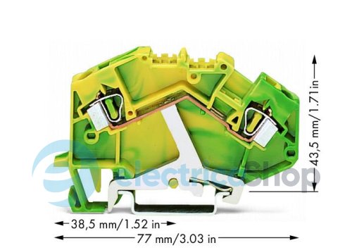 Клема прохідна 2-провідна заземлювальна; 4 м²; жовто-зелена Wago 781-607