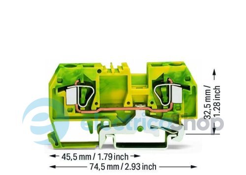 Клема 2-провідна заземляющая din 35 6,0 QMM жовто-зелена Wago 282-907