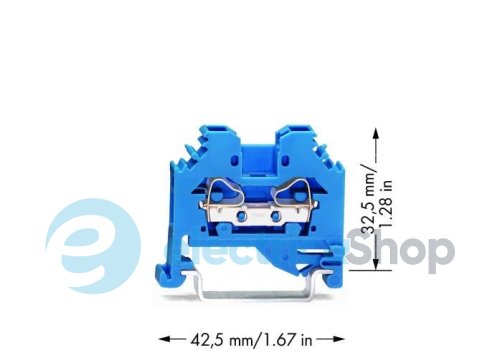 Клема 2-провідна din 35 з боковим підключенням 4 mm² синя Wago 281-104