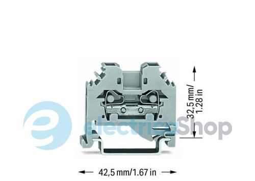 Клема 2-провідна din 35 з боковим підключенням 4м сіра Wago 281-101