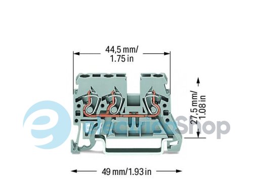 Клема 3 провідна, сіра Wago 870-681