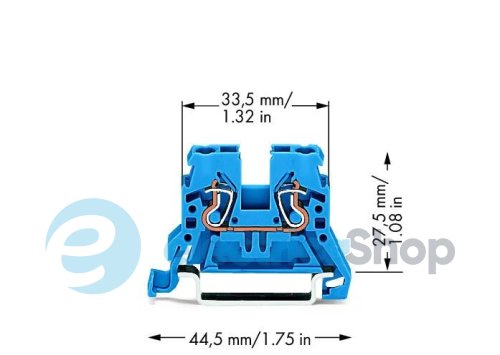 Проходна клема 2-х провідна, синя Wago 870-904