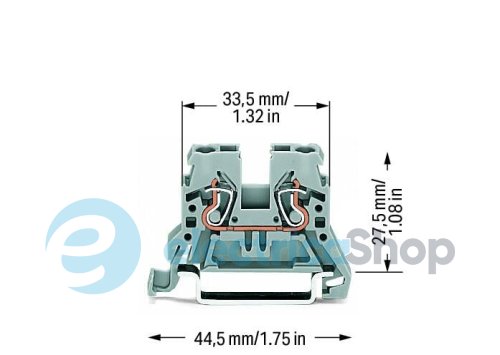 Проходна клема 2-х провідна, сіра Wago 870-901