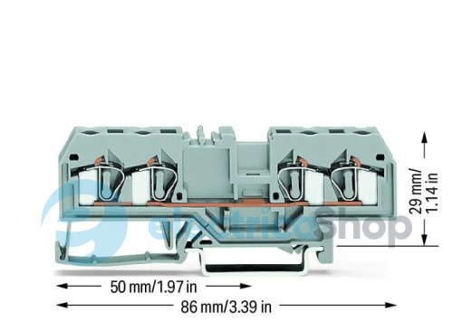 Проходна клема на 4 пров. Wago 281-652