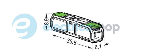 Клеммный зажим 2 входа (0.2-4.0 мм.кв) 32А / 450V CU, с рычажком WAGO 221-2421 Green Range