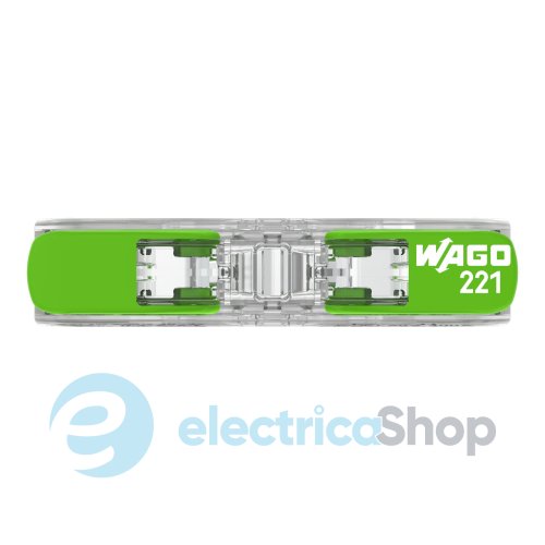 Клеммный зажим 2 входа (0.2-4.0 мм.кв) 32А / 450V CU, с рычажком WAGO 221-2421 Green Range