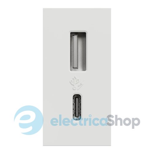 Розетка USB тип A+C, 12 Вт, 1 модуль, New Unica NU301618 (Schneider Electric) белая