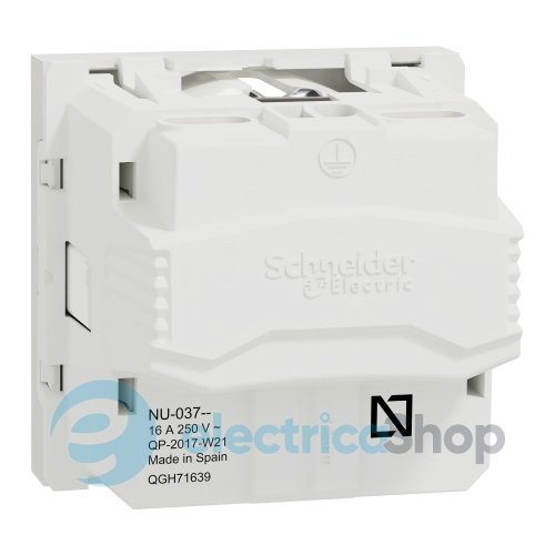 Розетка с заземлением, со шторками, с винтовыми клеммами, 16А, 250В, Unica New NU303718 белый