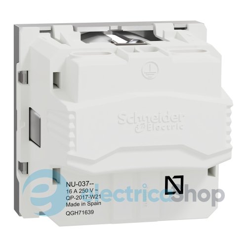 Розетка с заземлением, со шторками, с винтовыми клеммами, 16 А, 250 В, Unica New NU303730 алюминий