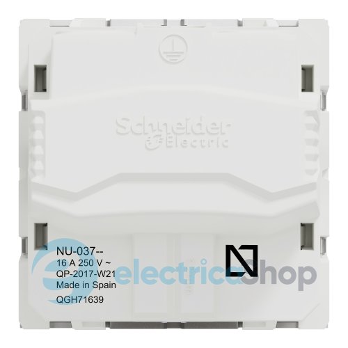 Розетка с заземлением, со шторками, с винтовыми клеммами, 16 А, 250 В, Unica New NU303730 алюминий