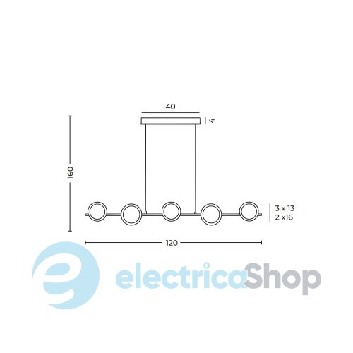Підвісний світильник AZzardo EUFORIA PENDANT LINE 5 3-STEP DIMM GOLD AZ6737