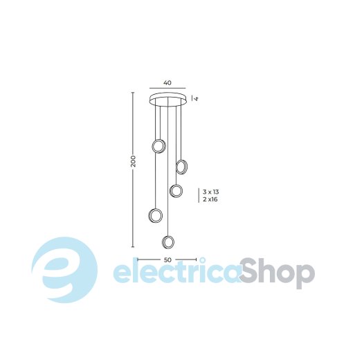 Підвісний світильник AZzardo EUFORIA PENDANT ROUND 5 3-STEP DIMM GOLD AZ6738