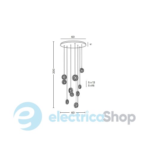 Підвісний світильник AZzardo EUFORIA PENDANT ROUND 10 3-STEP DIMM GOLD AZ6739
