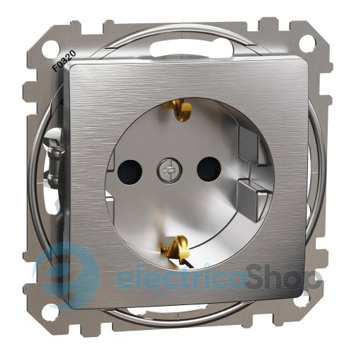 Розетка с з/к и шторками 250V/16А Sedna Elements SDD170022U матовый алюминий