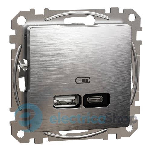 USB розетка А+С Sedna Elements SDD170405U матовый алюминий