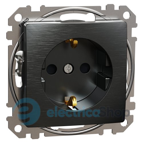 Розетка с з/к и шторками 250V/16А Sedna Elements SDD172022U матовый титан