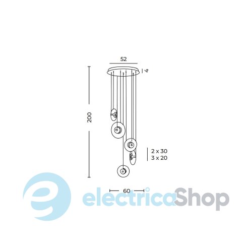 Подвесной светильник AZzardo ANDORA PENDANT 5 3-STEP DIMM SMOKY AZ6887