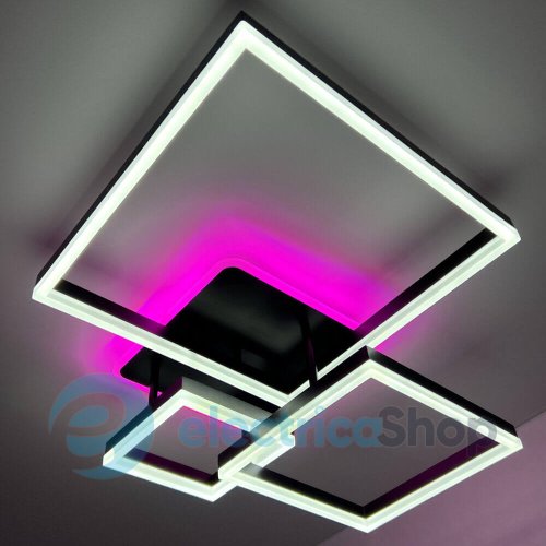 Світильник стельовий Luminaria GENNY SQUARE RGB 105W 4S BLACK з пультом ДК