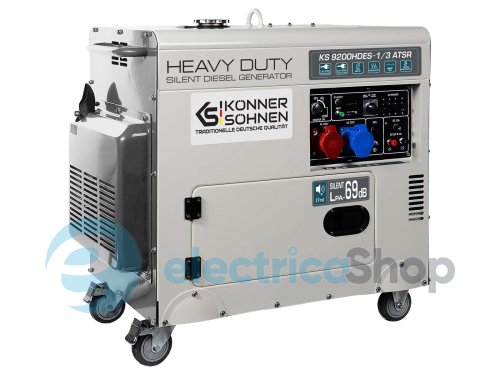 Дизельный генератор 6,5кВт/230V (7,5кВт/400V) Könner&Söhnen KS 9200HDES-1/3 ATSR (EURO V), ручной/електро/авто запуск