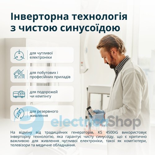 Інверторний газобензиновий генератор 4,5кВт/230V Könner&Söhnen KS 4500iG