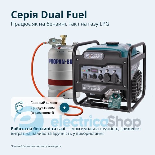 Інверторний газобензиновий генератор 4,5кВт/230V Könner&Söhnen KS 4500iG