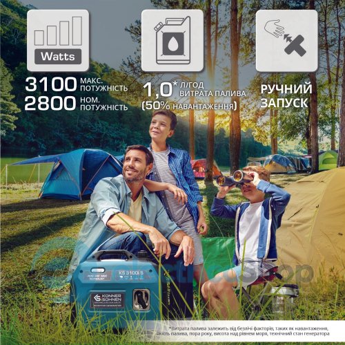 Інверторний генератор 3,1кВт/230V Könner&Söhnen KS 3100i S