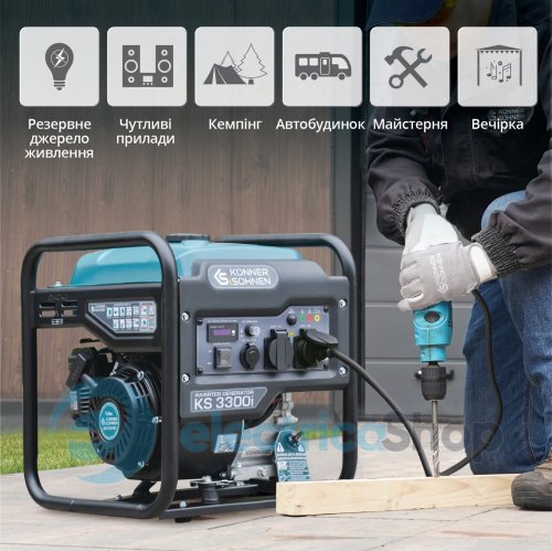 Інверторний генератор 3,3кВт/230V Könner&Söhnen KS 3300i