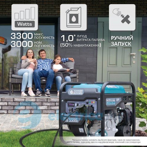 Інверторний генератор 3,3кВт/230V Könner&Söhnen KS 3300i