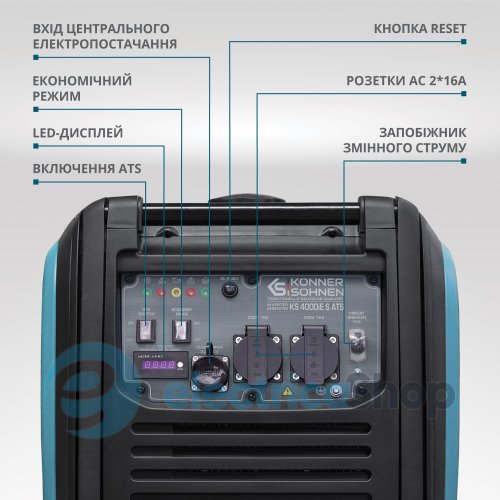 Інверторний генератор 4кВт/230V Könner&Söhnen KS 4000iE S ATS, ручний/електро/авто запуск